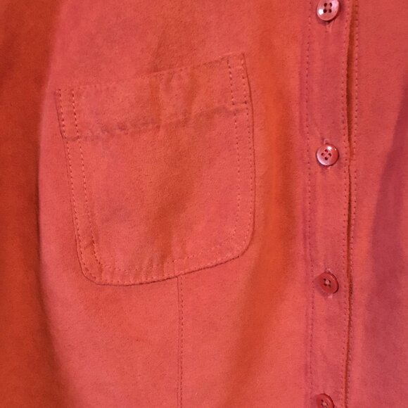 Vintage Northern Reflections Coral Pink Faux Suede Button Down Dress Shirt - Picture 5 of 14